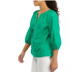 Crown & Ivy 3/4 Sleeve Embroidered Peasant Top size XL